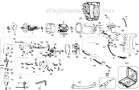 Part Location Diagram of 450498-08 DeWALT Handle Assembly